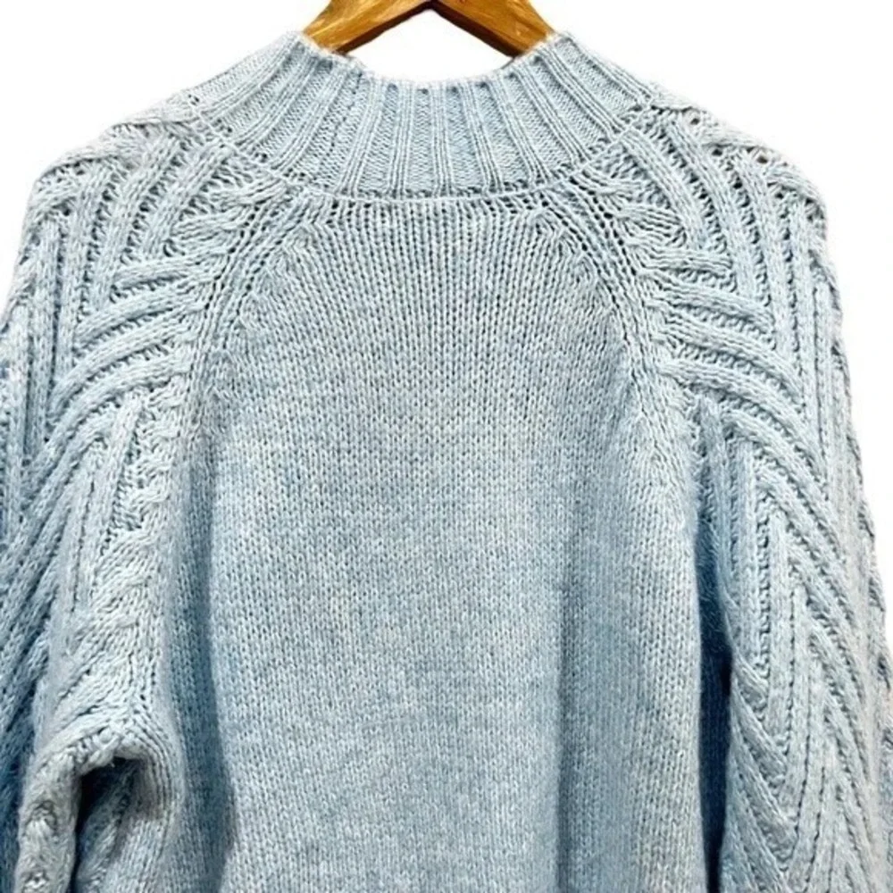Sincerely Jules Light Blue‎ Chevron Knit Mock Neck Sweater Large